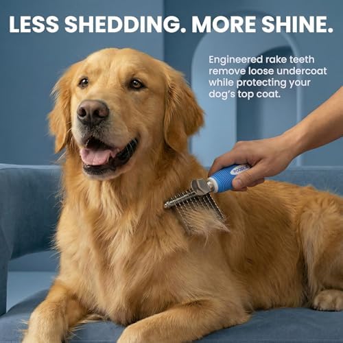Poodle Dematting Fur Rake Comb Brush for Dogs and Cats - Long 2.5" Steel Safety Blades Metal Comb for Detangling Matted or Knotted Undercoat Hair - Image 2