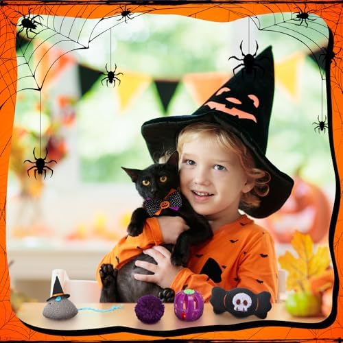 24 Pcs Halloween Catnip Toys, Mice Balls Feather Wands Plush Set - Image 4