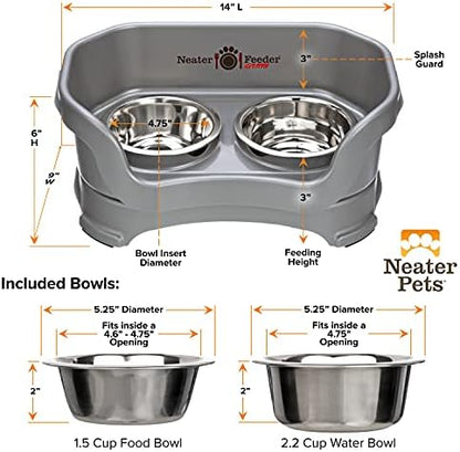 Neater Pet Brands Neater Feeder Deluxe Mess Proof Dog Bowls Elevated for Small Dogs Under 19 lbs, Made in USA, No Spill Raised Dog Food Bowl Stand Feeding Station, Food and Water Bowl Set, Gunmetal - Image 6
