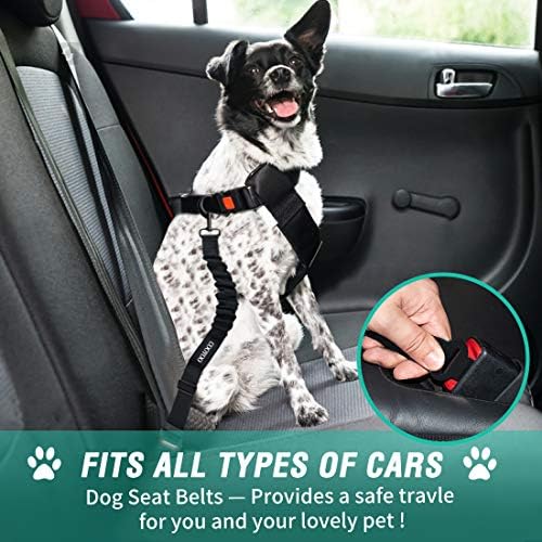 COOYOO Dog Seat Belt,3 Piece Set Retractable Dog Car Harness Adjustable for Vehicle Nylon Pet Safety Heavy Duty & Elastic - Image 2