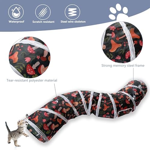 Sheldamy Cat Tunnel, S-2-Way Cat Tunnels for Indoor Cats, Collapsible Cat Play Tunnel, Interactive Toy Maze Cat House for Cats, Puppy, Kitty, Kitten, Rabbit - Image 4