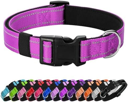 Reflective Dog Collar, Adjustable Nylon for Large Dogs,Magenta by Penseepet