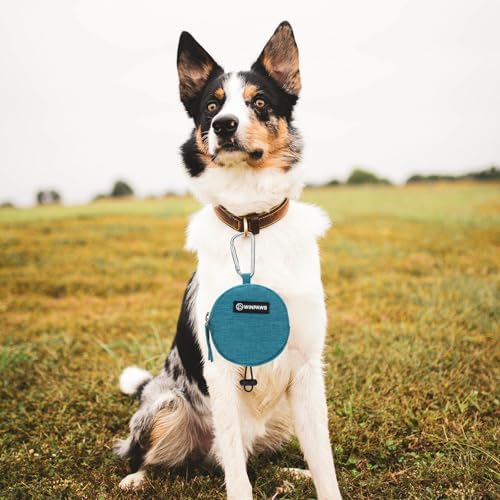 Dog Poop Bag Holder for Leashes- Dog Treat Pouch with Waterproof Zipper,Puppy Training Small Bag with Carabiner & Bungee Toggle,Two Pockets for Dry or Wet Treats-Pet Travel Walking Essentials (Green) - Image 7