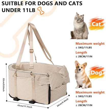Center Console Dog Car Seat for Small Dogs, Removable Pet Seat with Cushion Board Safety Belt,Console Dog Car Seats for Small Puppy Up to 15 Lbs - Image 3