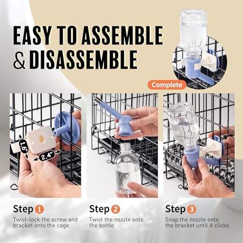 Choco Nose Patented No-Drip Dog Water Bottle/Feeder for Dogs/Cats and Other Small-Medium Sized Animals - for Cages, Crates or Wall Mount. 10.2 Oz. Mess Free Leak-Proof Nozzle 16mm, Blue (C590) - Image 6