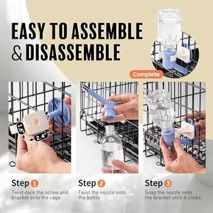 Choco Nose Patented No-Drip Dog Water Bottle/Feeder for Dogs/Cats and Other Small-Medium Sized Animals - for Cages, Crates or Wall Mount. 10.2 Oz. Mess Free Leak-Proof Nozzle 16mm, Blue (C590) - Image 6
