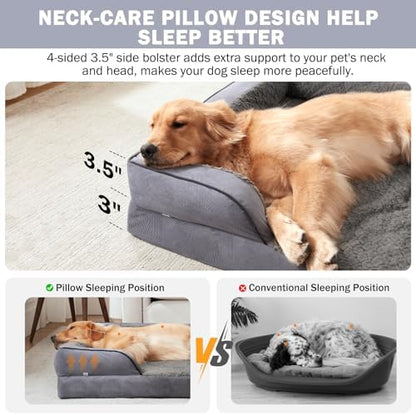 INVENHO Orthopedic Dog Beds Large Sized, XL Washable Dog Sofa with Egg-Crate Foam, Waterproof Lining and Non-Skid Bottom - Image 6