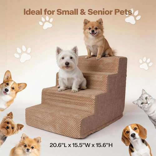 PAWISE 4-Step Dog Stairs, Breathable Mesh Non-Slip Pet Steps for High Beds - Image 7