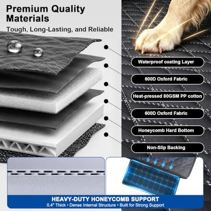 Dog Car Seat Cover for Back Seat, XL Hard Bottom Dog Seat Extender, 800 lb Capacity Truck Back Seat Cover for Dogs, 0.4 in Honeycomb Board, 1.5 in Reinforced Support Straps for Full-Size SUVs & Trucks - Image 4