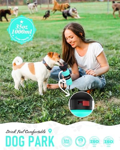 lesotc Dog Water Bottle, Portable Water Dispenser with Travel Water Bowl, Leak Proof Pet Travel Squeeze Bottle, Puppy Essentials Dog Stuff Accessories for Outdoor Walking, Hiking, Camping - Image 2