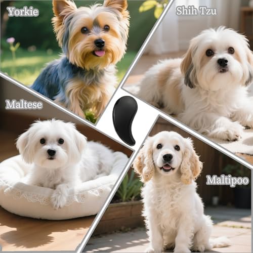 Comma-Shaped Small Dog Brush, Puppy Essentials (Black) - Image 3