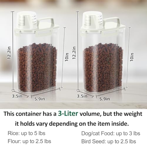 2 Pack 3 Lbs Pet Dog Cat Bird Seed Food Storage Containers for Travel Beige - Image 2
