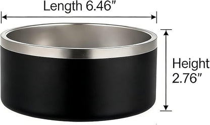 32oz Stainless Steel Dog Bowl with Non-Slip Base - Perfect for Small & Medium Dogs and Cats, Dishwasher Safe, Durable Pet Food & Water Dish (Black)