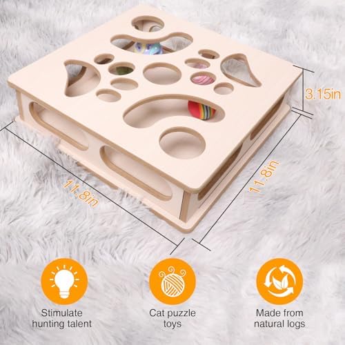 Natural Wood Cat Interactive Box Puzzle Hunting Exercise Toy - Image 4