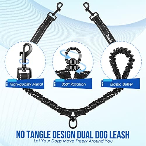 Lukovee Double Dog Leash, Reflective Heavy Duty Lead, No Tangle - Image 4