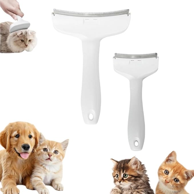 V-Tooth Deshedding Comb, Pet Hair Removal Tool, Multifunctional Hairs Removal Brush, Cat Dog Grooming Brush, Tight V-shaped Comb Teeth To Effectively Remove Pet Hair Loss (White, L+S)
