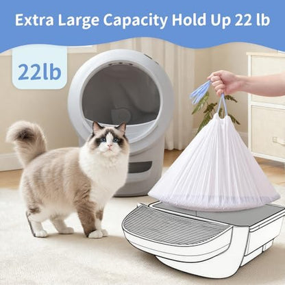 45 Count Tear-Free Waste Drawer Liners Bags Compatible with Litter Box Robot 4/5/3, Thick Self-cleaning Cat Litter Box Liners Refill with Drawstring - Image 5