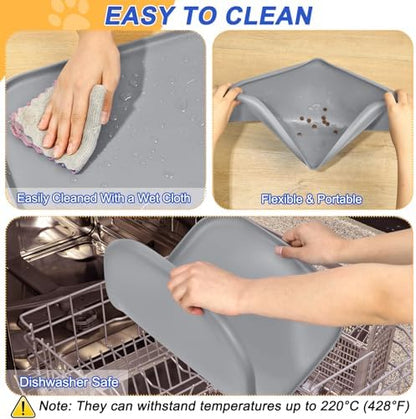 SMILOOL Waterproof Silicone Pet Food Mat with Raised Edge for Dog & Cat - Image 6
