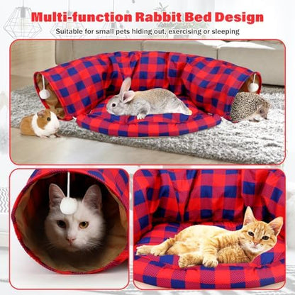 BWOGUE Bunny Tunnel Bed, 2-in-1 Collapsible Rabbit Tunnel Hideout with Mat - Image 4