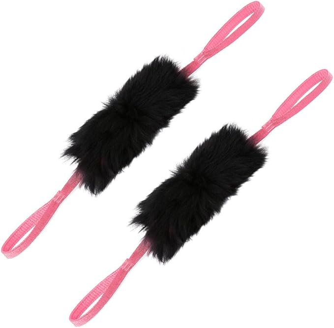 HOWGO Dog Bungee Chaser Toy Double Handles Natural Sheepskin Fur for All Breeds(Pink,2Pack)