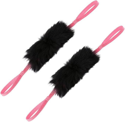 HOWGO Dog Bungee Chaser Toy Double Handles Natural Sheepskin Fur for All Breeds(Pink,2Pack)