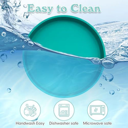 Silicone Dog Bowl Shallow Cat Food Bowls 7" Wide Puppy Plates Whisker Fatigue Pet Feeding Dishes for Dry Food and Wet Food Indoor (Round Green) - Image 6