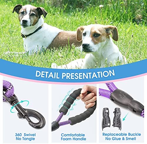 BAAPET 2/4/5/6 FT Dog Leash with Comfortable Padded Handle and Highly Reflective Threads for Small Medium and Large Dogs (5FT-1/2'', Purple) - Image 3