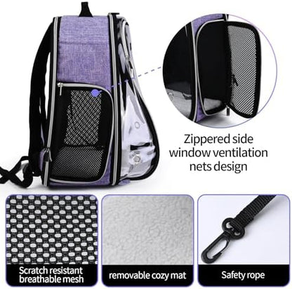 BAGLHER Cat Carrier Backpack Bubble - Fit Up to 18 Lbs - Airline-Approved Dog Backpack Carrier for Small Pets Puppies Dogs Bunny, Space Capsule Dog Carrier Backpack for Travel Outdoor Hiking, Purple - Image 3