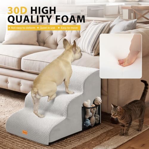 Dog Stairs for Small Dogs, 3-Step Non-Slip Foam Pet Steps for Couch Bed - Image 6
