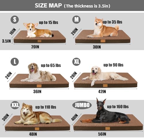 Patas Lague Orthopedic Large Dog Bed Washable Pet Sofa Mat 42''X28'' Brown - Image 5