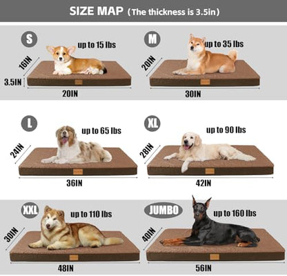 Patas Lague Orthopedic Large Dog Bed Washable Pet Sofa Mat 42''X28'' Brown - Image 5