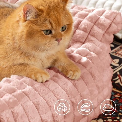 Cat Couch Bed with Fluffy Faux Rabbit Fur for Indoor Cats, 30 Inch - Image 4