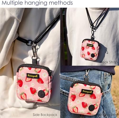 Raisingwell Dog Treat Pouch for Pet Walking and Training with Clicker Poop Bags Small Fanny Zipper Pack Holder for Puppy Snack Dispenser Kit for Leash and Outdoor Use (Strawberry) - Image 6
