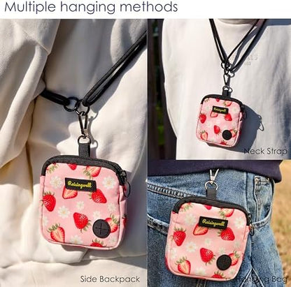 Raisingwell Dog Treat Pouch for Pet Walking and Training with Clicker Poop Bags Small Fanny Zipper Pack Holder for Puppy Snack Dispenser Kit for Leash and Outdoor Use (Strawberry) - Image 6