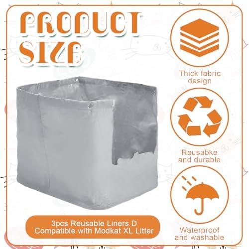 Honeydak 3 Pack Reusable Type D Liners Compatible with Modkat XL Litter Box - Image 2