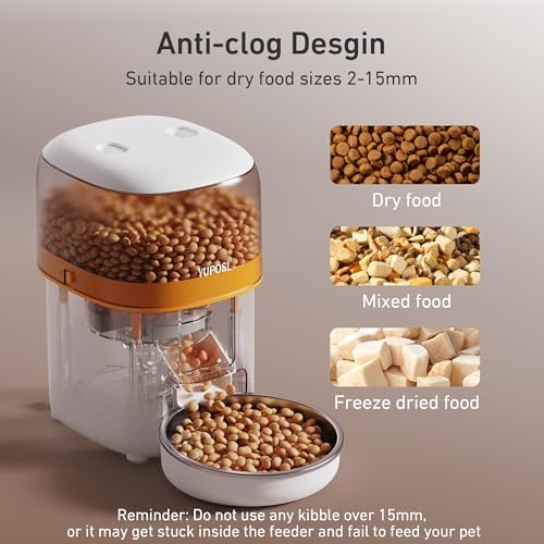 Yuposl Automatic Cat Feeders - 2L Cat Food Dispenser Easy to Use, Timed Automatic Pet Feeder with Over 180-day Battery Life, 1-6 Meals Dry Food Programmable Portion Control Also for Dogs - Image 4