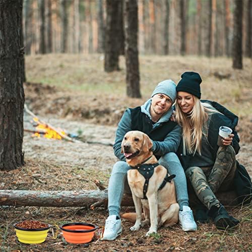 Dog Bowl Pet Collapsible Bowls, 2 Pack Collapsible Dog Water Bowls for Cats Dogs, Portable Pet Feeding Watering Dish for Walking Parking Traveling with 2 Carabiners (Small, Orange+Yellow) - Image 5