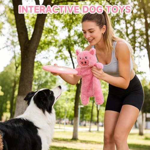 Mihachi No Stuffing Crinkle Dog Toys,2-in-1 Holds Water Bottles-Cruncher with Puncture Resistant Squeaker, Dog Squeak Toys Plush Dogs Chew Toy for Small Medium Large Breed Chewer, Pig - Image 6