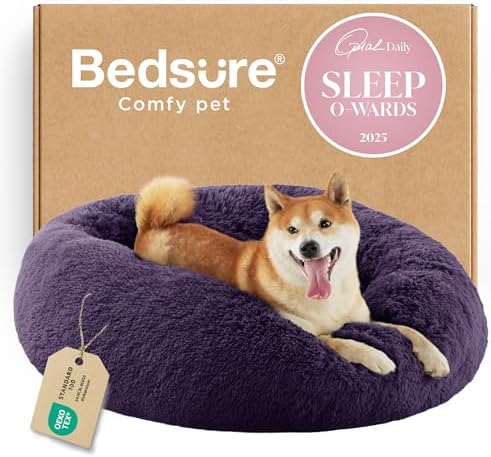Bedsure Calming Dog Bed Medium Size Dog Donut Washable Pet Bed,30ins Purple by BEDSURE