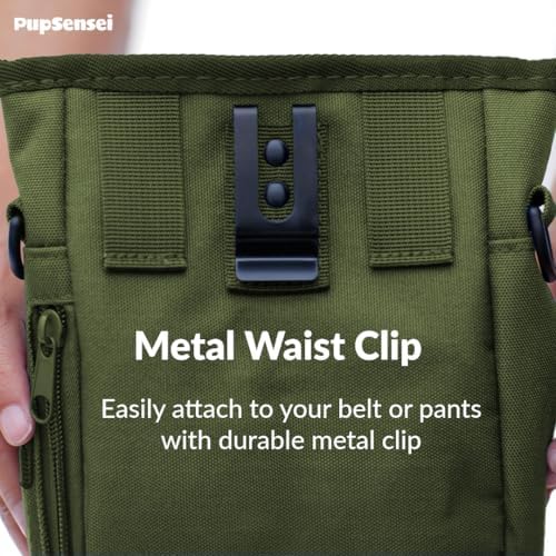 Dog Treat Pouch for Training – Magnetic Dog Treat Bag with Belt Clip & Poop Bag Dispenser – Hands Free Carry Pouch with Auto-Close Access & Shoulder Strap – Durable Pet Gear – Army Green - Image 6