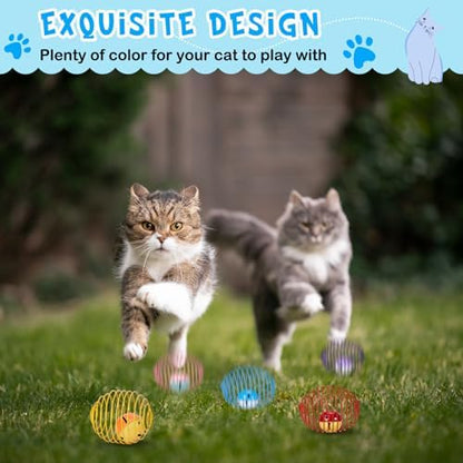 Jecery 5 Pcs Cat Toys Spring,Bell,Multicolor - Image 4