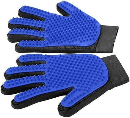 Blue Pet Hair Remover Gloves - 1 Pair, Pet Grooming Gloves | Cat Hair Remover | Gentle Deshedding Brushes for Dogs, Cats & Horses | Dog Washing Gloves by Unknown
