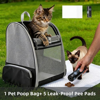 Cat Carrier Soft Sided Pet Carrier Backpack Airline Approved cat Bag for Cats & Dogs - Collapsible, 270° Breathable Design with 1 Pet Poop Bag+ 5 Leak-Proof Pee Pads, Ideal for Small/Medium Pets - Image 4