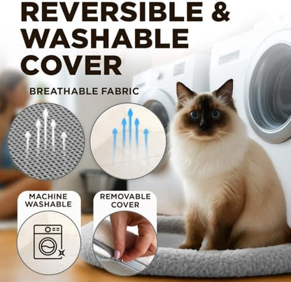 Cat Window Perch – Strong 6 Suction Cup Foldable Cat Hammock Bed for Large Cats and Kittens That Holds up to 50 lbs with Washable Reversible Cover, Sturdy Metal Frame for Window (Gray) - Image 6