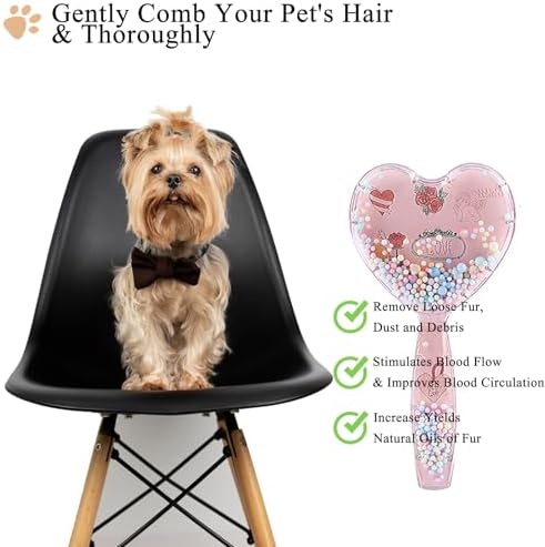 Small Soft Dog Grooming Brush, Pet Massage Hair Brush - Pink Blue - Image 3