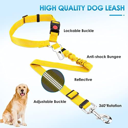 SlowTon Dog Seat Belt for Car, 2 Pack Dog Car Harness Seatbelt with Bungee - Image 5