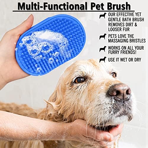 Dog Grooming Brush, Pet Shampoo Bath Brush Shedding Soothing Massage Rubber Comb with Adjustable Ring Handle for Long Short Haired Dogs and Cats 2pcs - Image 5