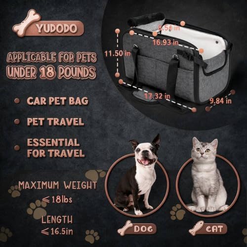 YUDODO 10-18lbs Large Console Dog Car Seat with Removable Velvet Cushion - Image 2