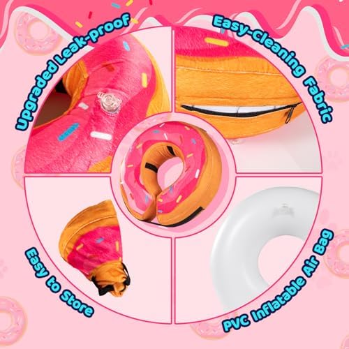 Grand Line Donut Inflatable Collar for Dogs and Cats, Soft Recovery Dog Cone After Surgery, Protective Pet Neck Cone for Small, Medium, Large Dogs, Not Block Vision (Pink, XL) - Image 6