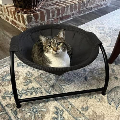 JUNSPOW Cat Bed Sleeping Cat Hammock, 16.9in x 16.9in x 9.5in, Black - Image 5